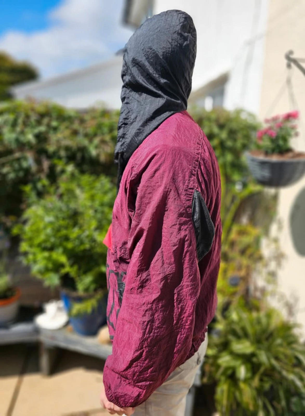 80's/90's Nike Vintage Nike Track/Windbreaker Style 1/2 Zip Hooded Jacket - L