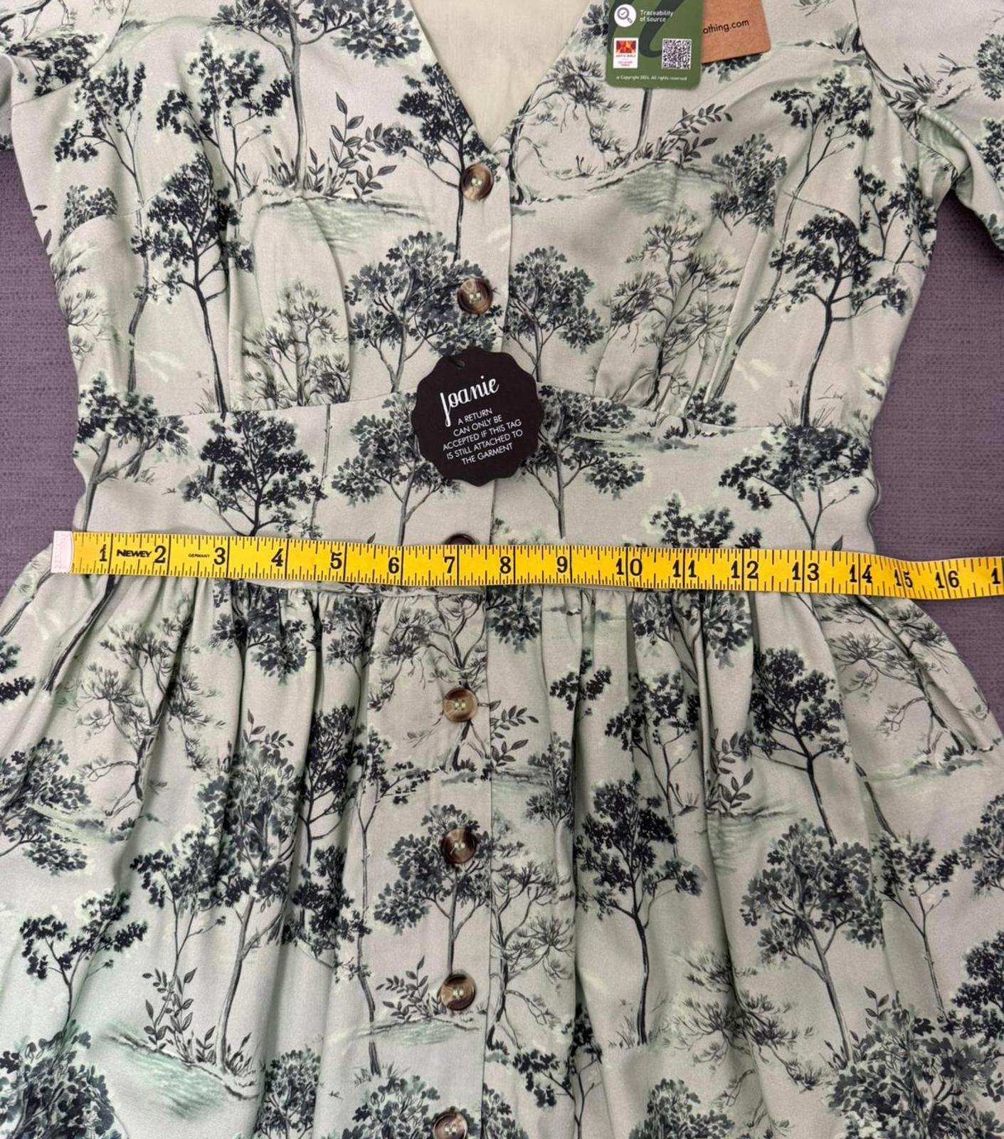 Joanie Womens Button-Down Forestry Print Multi Season Casual Midi Dress - UK 8**