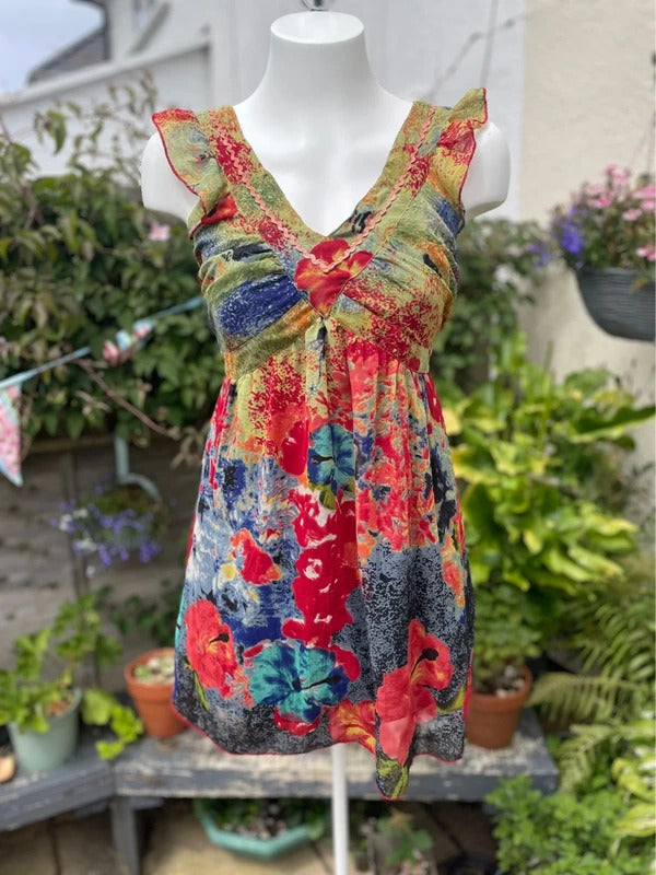 Joe Browns Women's Tie Back Tunic Style Floral V Neck Top - UK 10