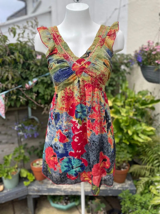 Joe Browns Women's Tie Back Tunic Style Floral V Neck Top - UK 10