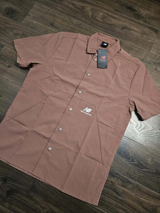 New Balance Mens Sleeve Activewear Brown Shirt - M/Medium