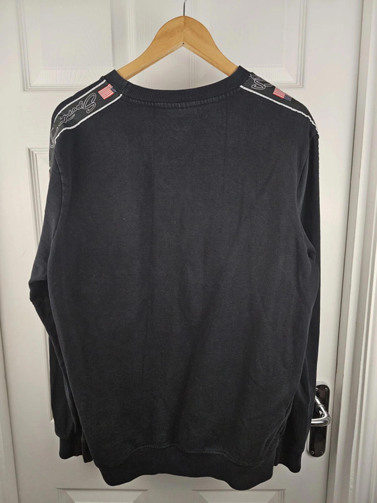 Mens Penn Sport Pullover Crew Neck Embroidered Jumper/Sweatshirt - L/Large - Black
