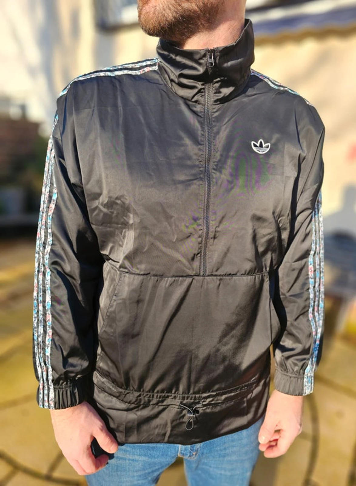 Adidas Full Zip Black Windbreaker Style Track Jacket - UK 12 - NWT