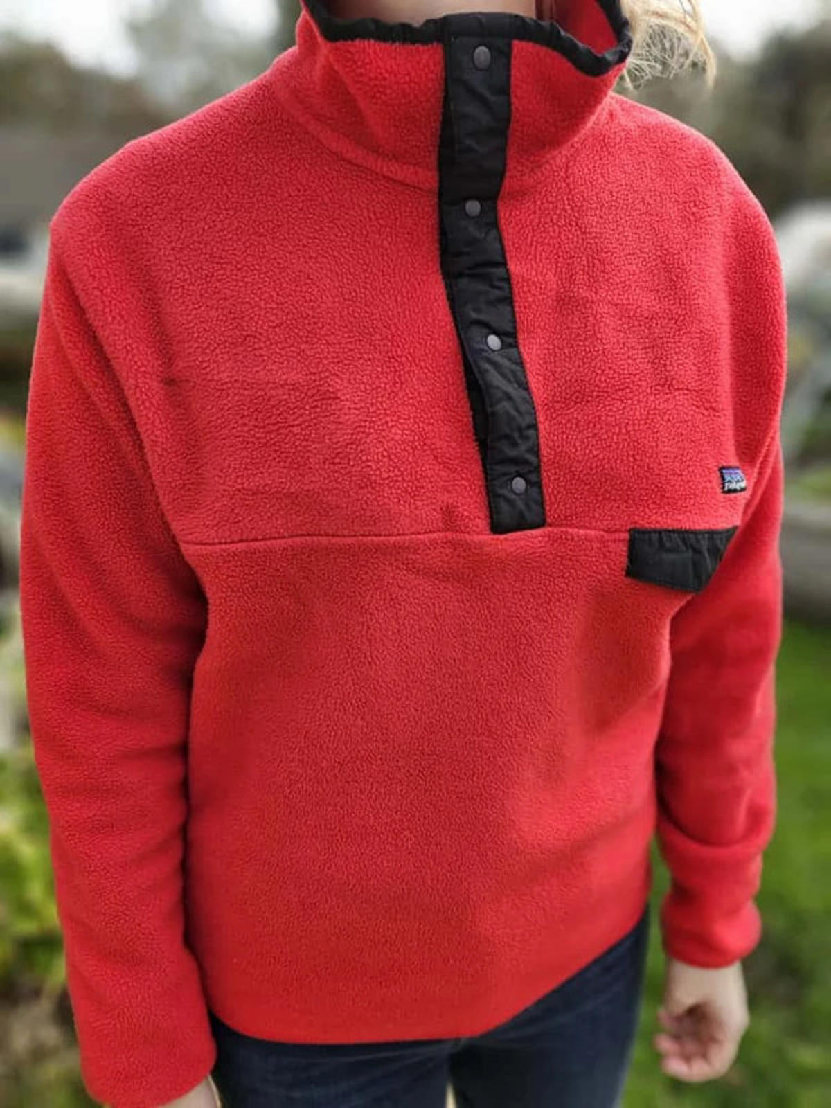 Vintage Patagonia Womens Snap Button Red Pullover Fleece Jumper - M/Medium/10