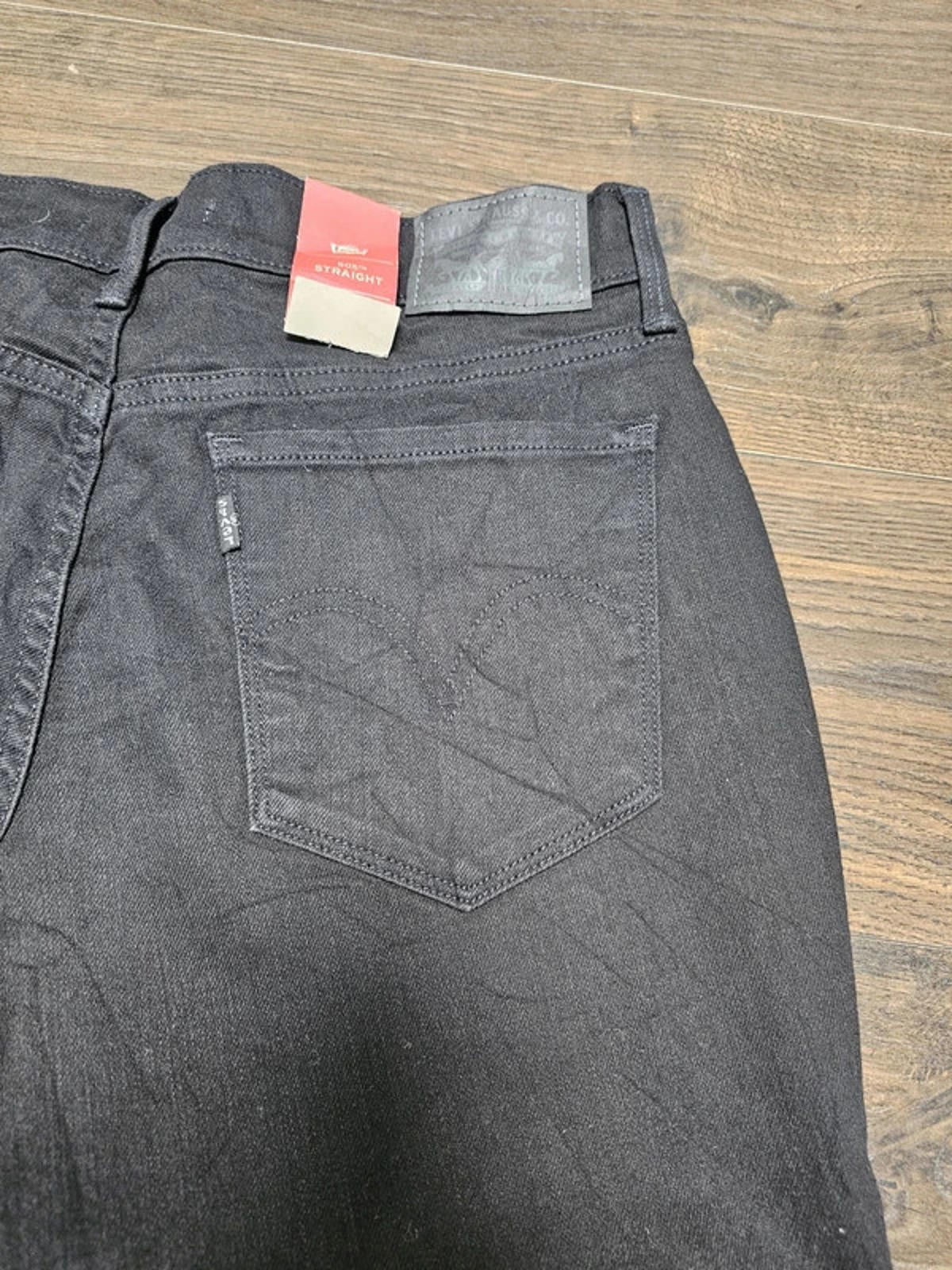 Levi's Womens Black Jeans 505 Mid Rise Straight W28/32L Denim Trousers Bottoms