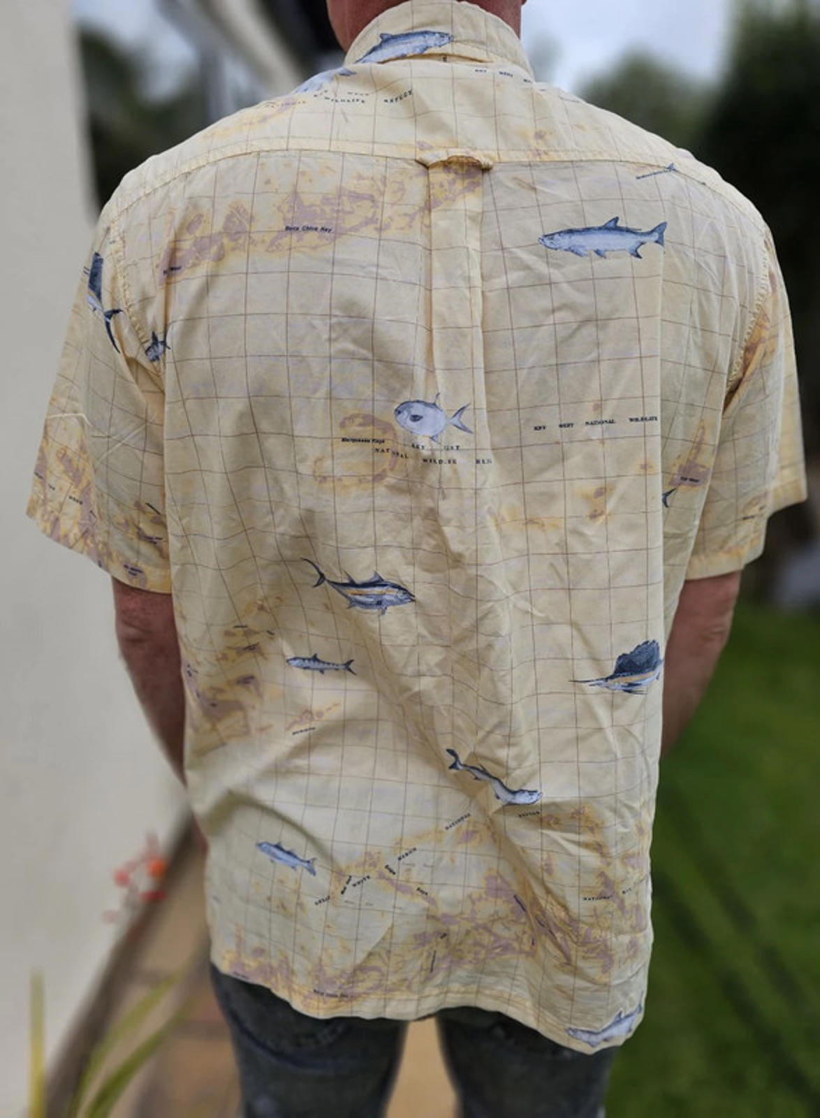 Vintage Columbia River Lodge Geographical Fishing Short Sleeve Shirt - M/Medium