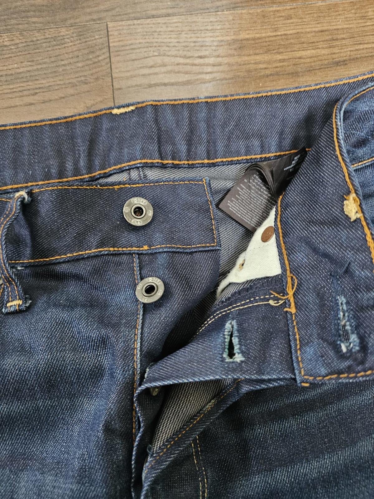 G- STAR Mens Blue Button Fly Jeans 3301 Straight Sim Fit W32/35L Denim