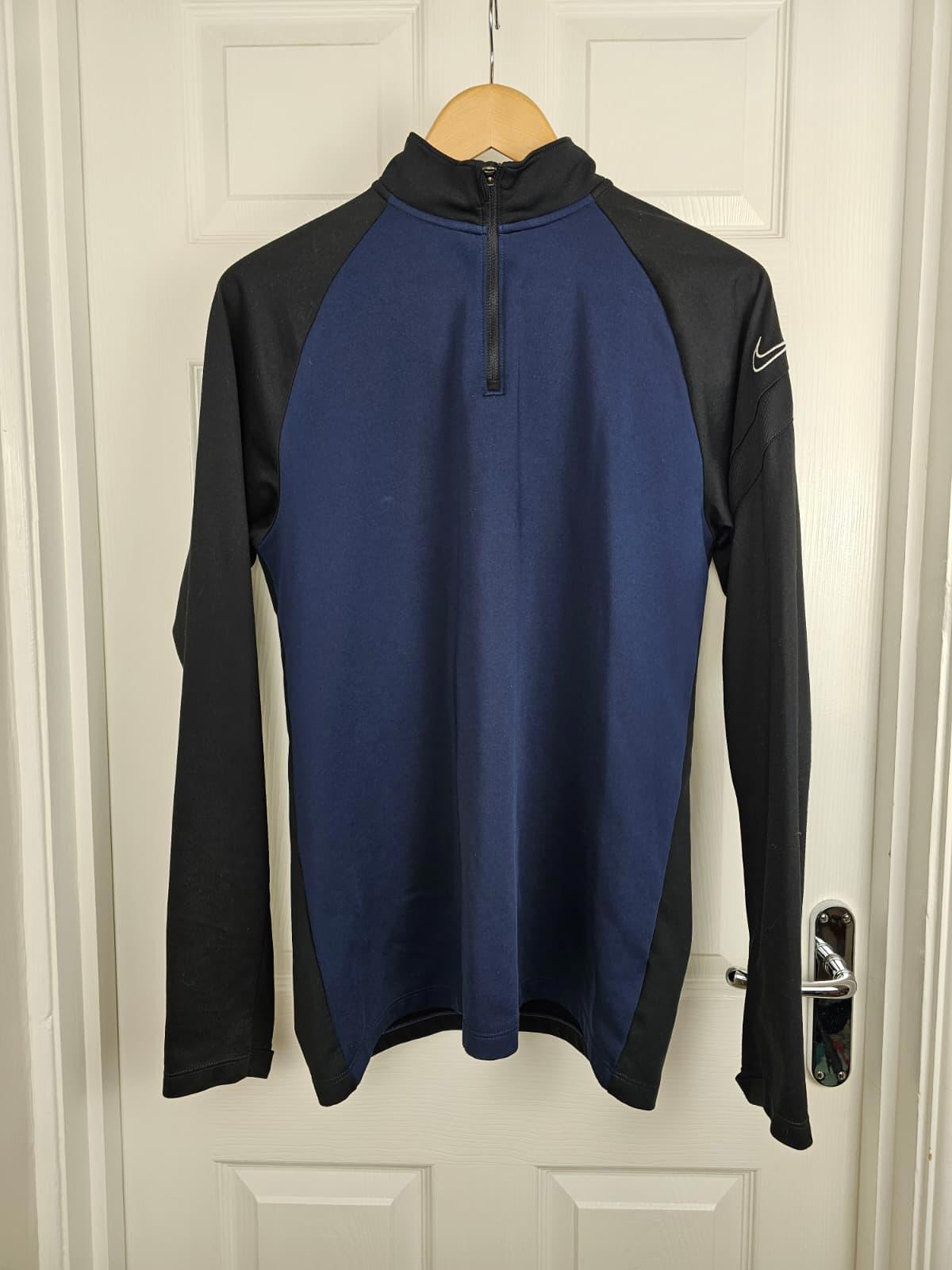 Nike Mens Dri- Fit Fleece Lined Pullover 1/4 Zip Jumper - M/Medium - Navy/Black