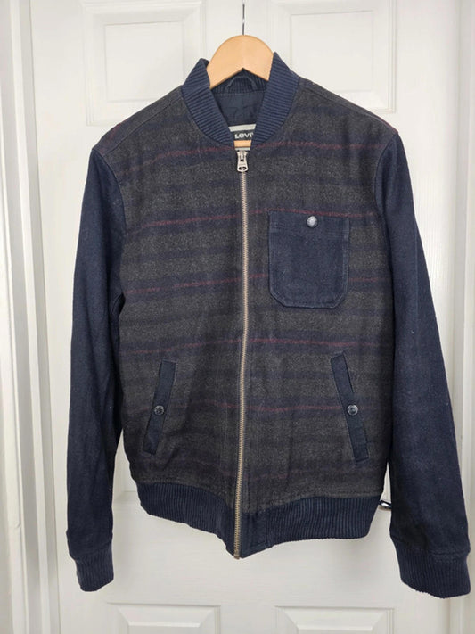 Levis Mens Heavy Weight Wool Blend Full Zip Bomber Jacket - M/Medium.