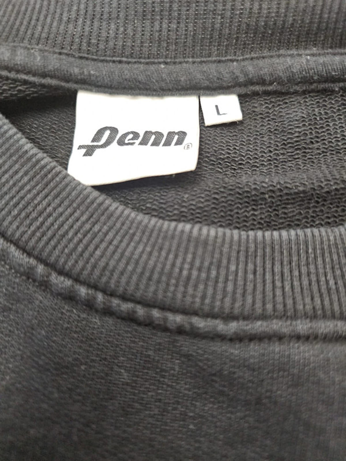Mens Penn Sport Pullover Crew Neck Embroidered Jumper/Sweatshirt - L/Large - Black
