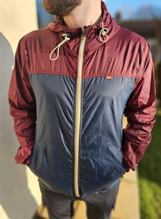 Awesome Obey Burgundy Windbreaker Rain Coat - L/Large Unisex Casual Layer
