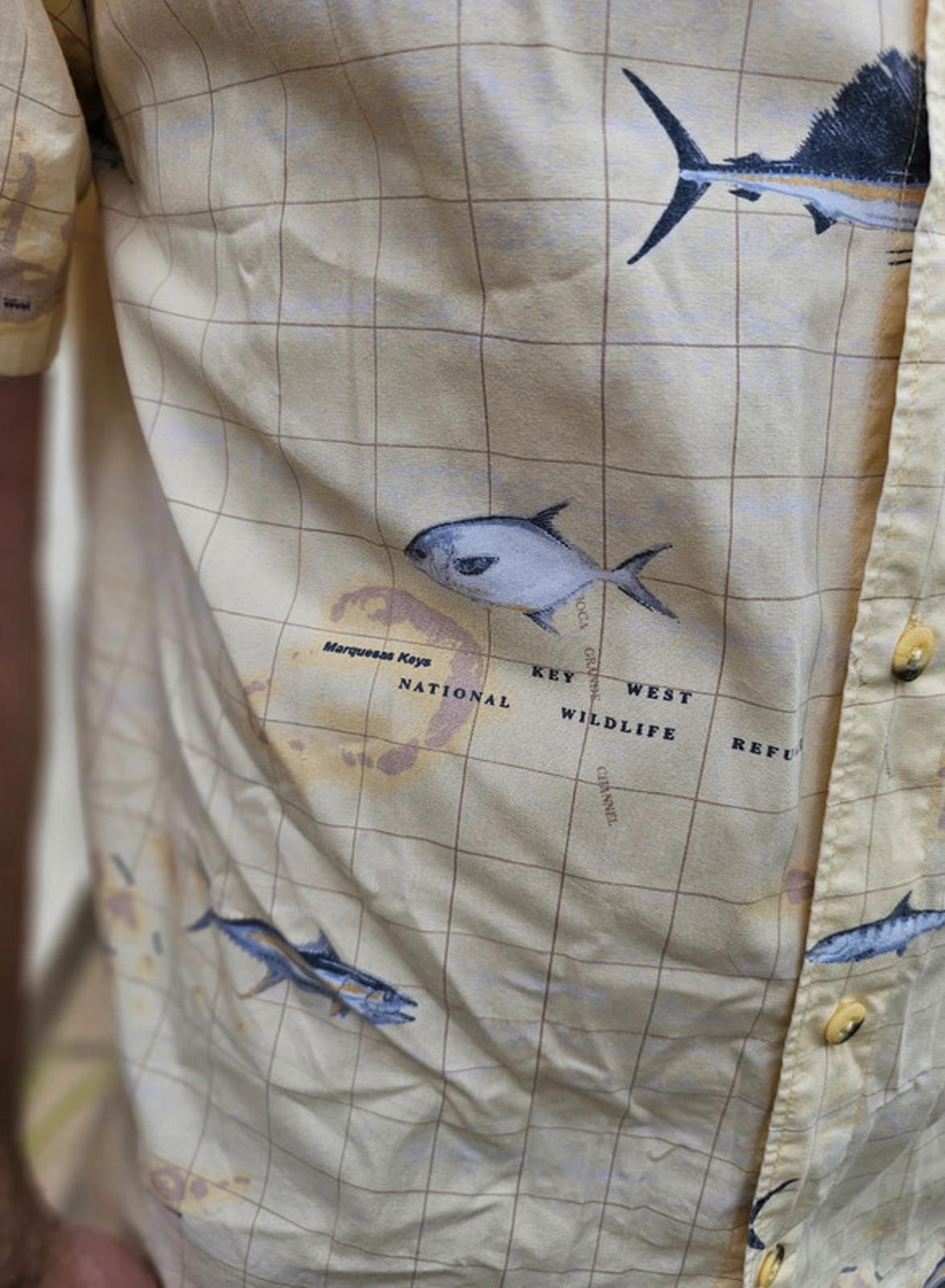 Vintage Columbia River Lodge Geographical Fishing Short Sleeve Shirt - M/Medium