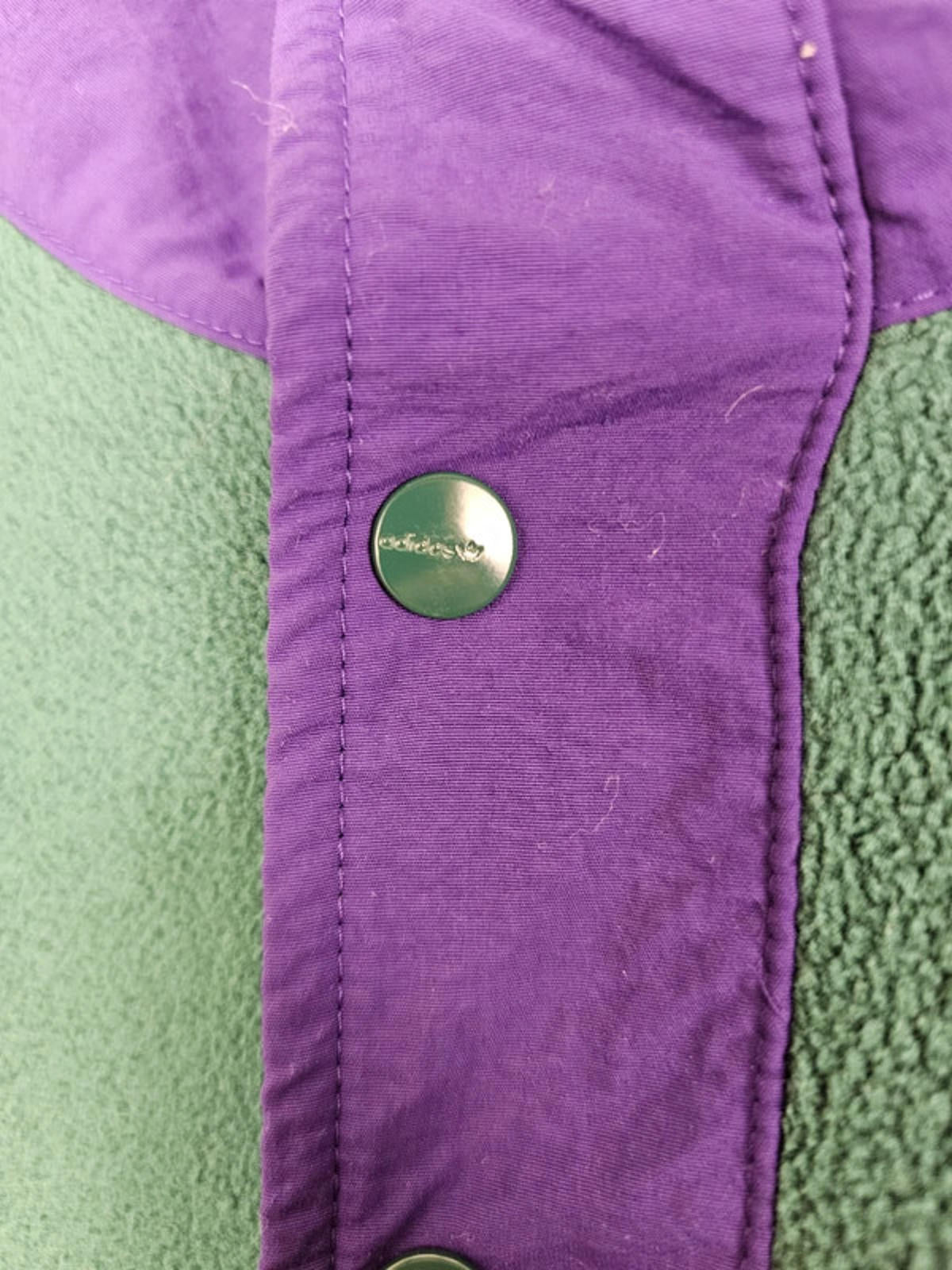 Adidas Originals Snap Button Pullover Fleece Jumper - M/Medium - Green/Purple
