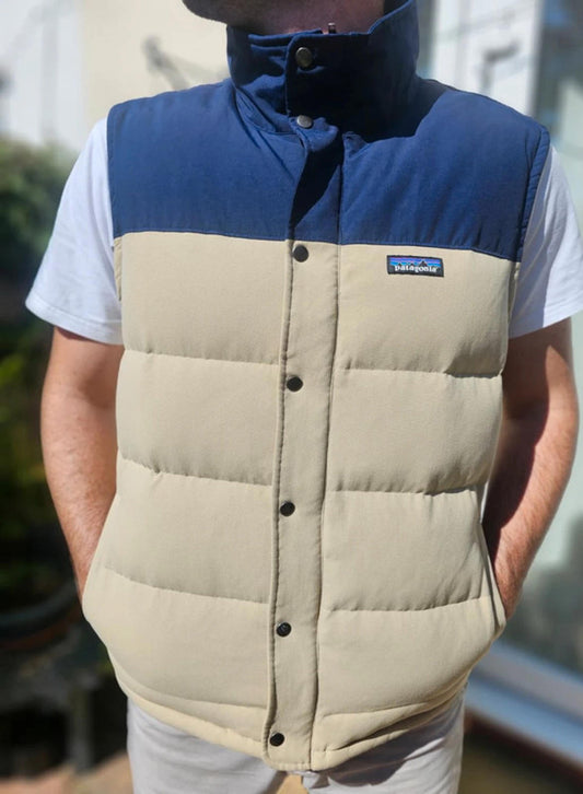 Patagonia Mens Bivy Down Vest Ash Tan Gilet/Body Warmer - L/Large