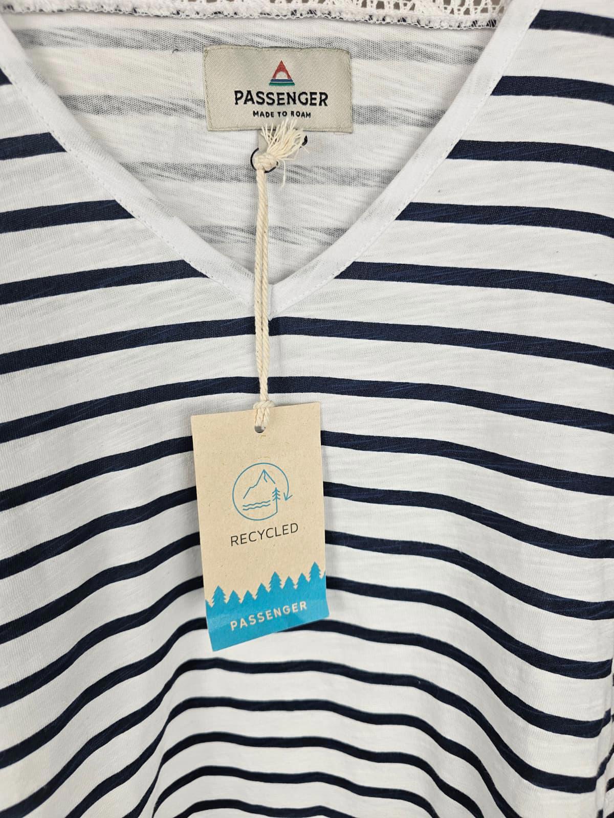 Passenger Womens Oversized Cotton Striped T-Shirt Dress - Navy/White