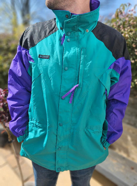 Vintage Columbia Tour De Sport Full Zip Windbreaker/Rain Jacket - L/XL