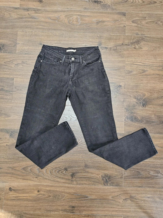 Levi's Womens Black Jeans 712 Slim Fit W30/30L Denim Trousers Bottoms