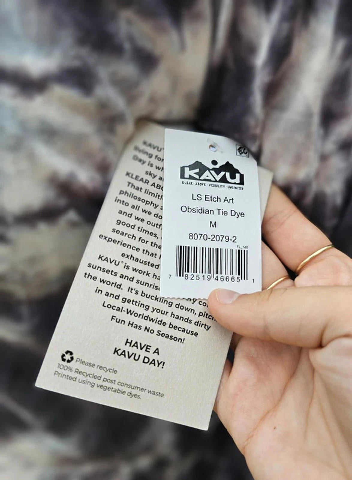 Mens KAVU Long Sleeve Smoke Tie Dye T-Shirt/Top - M/Medium