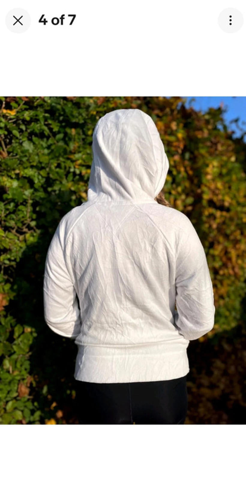 Vintage White Tommy Hilfiger Full Zip Fleece Hoodie Jacket - L/Large