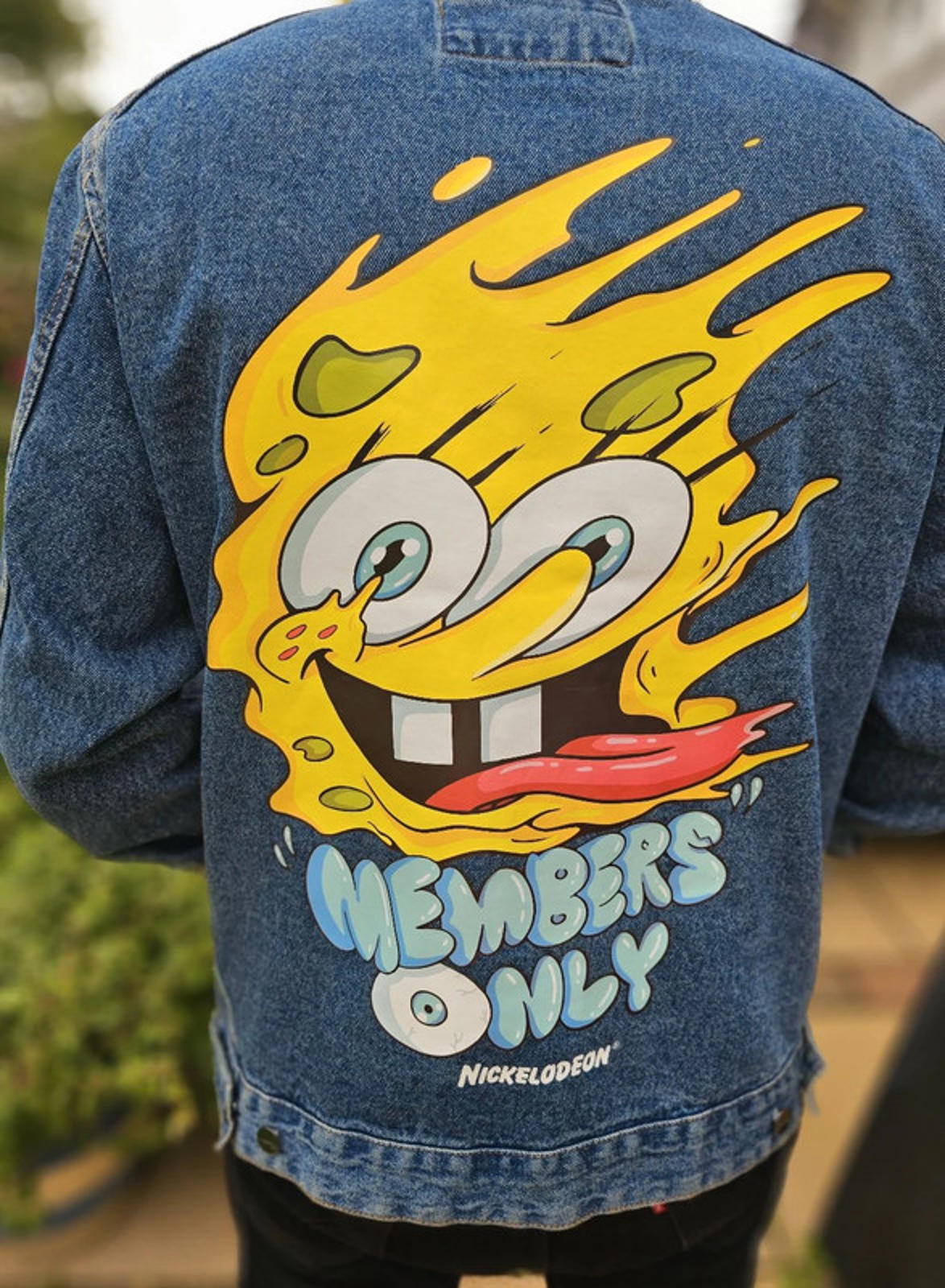 Rare Members Only X Nickelodeon X Sponge Bob Hoodie Denim Jacket - L/Large