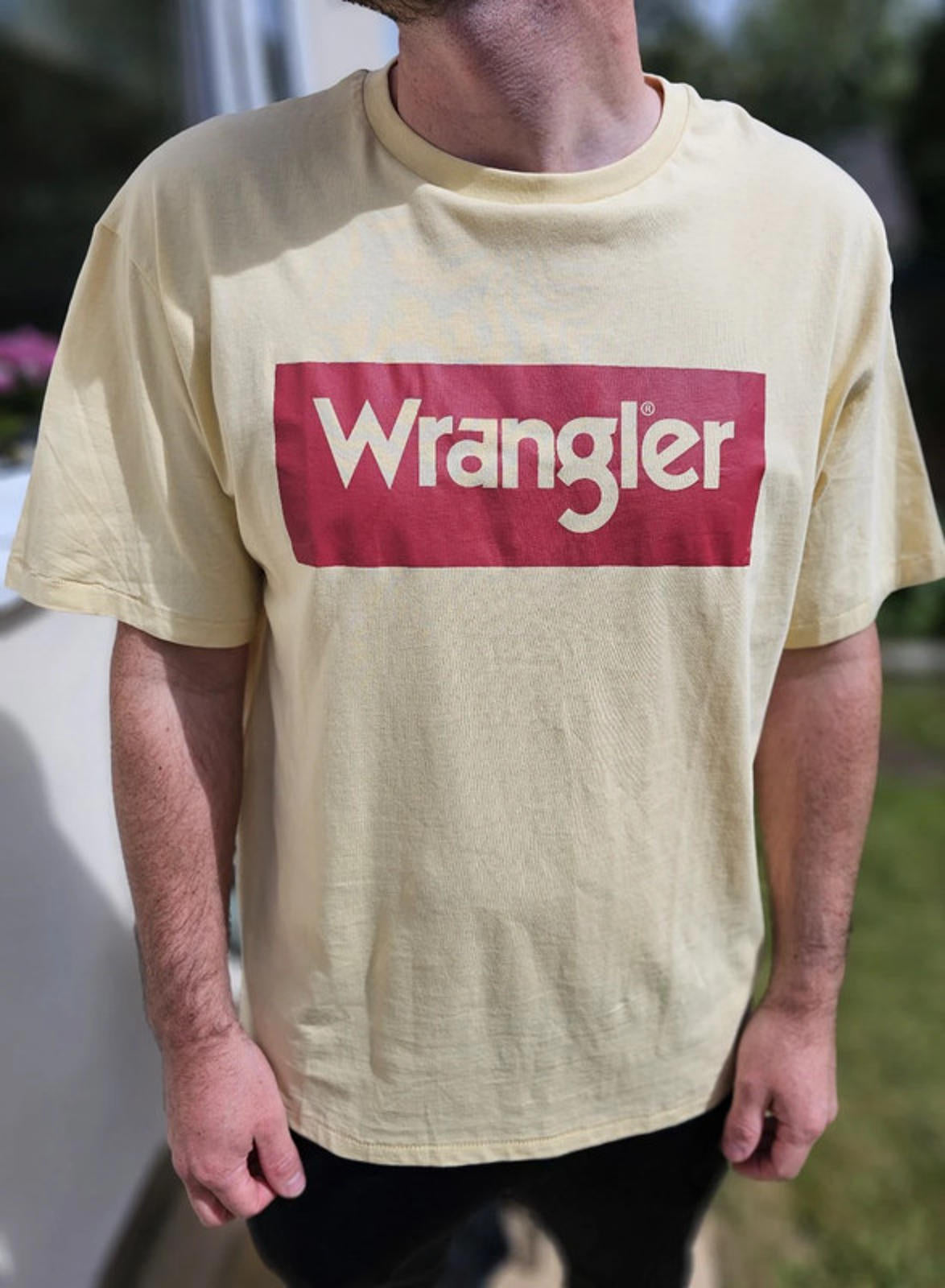 Brand New Wrangler Big Spellout Print Yellow Short Sleeve T-Shirt - XXL/3XL