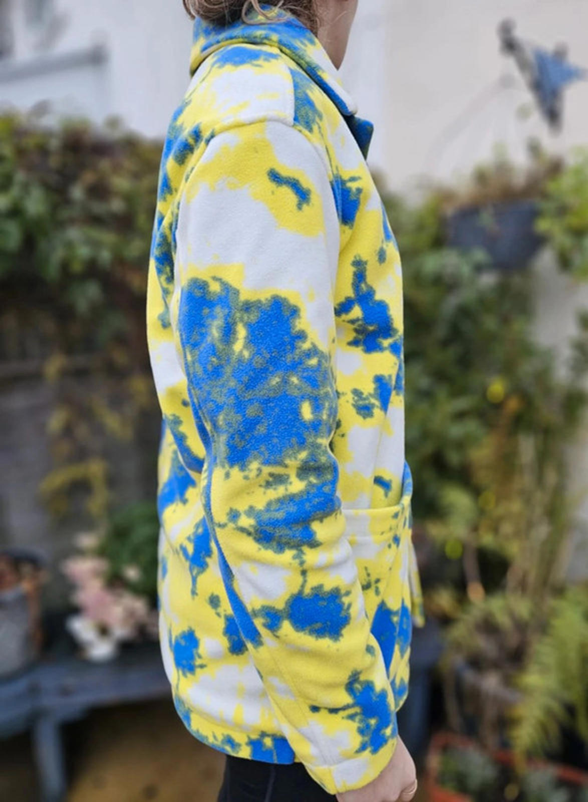 Quiksilver Abstract Pattern Unisex Fleece Button Up Jacket/Shacket - S/Small