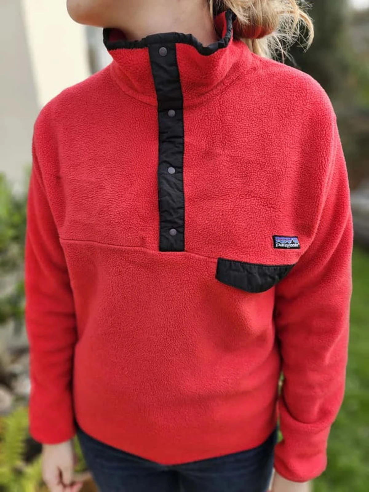Vintage Patagonia Womens Snap Button Red Pullover Fleece Jumper - M/Medium/10