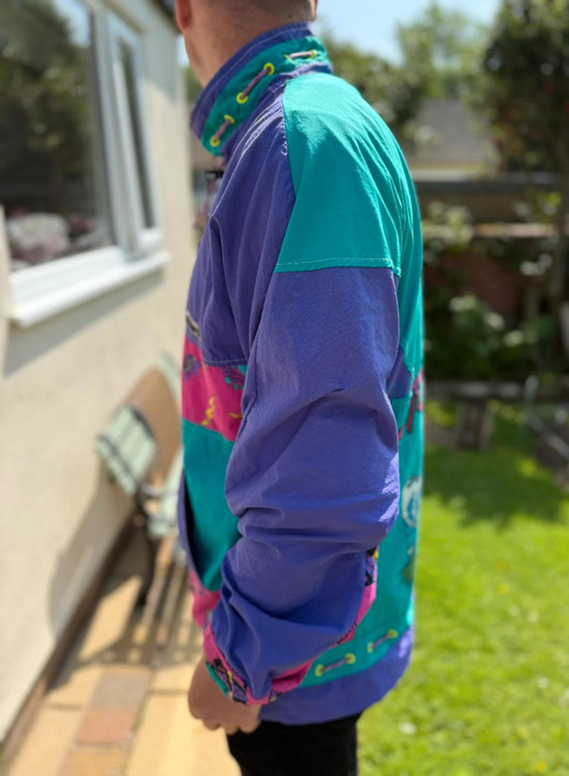 Vintage Adidas Tiki Style Half Zip Windbreaker Track Jacket 80s 90 - L/Large**