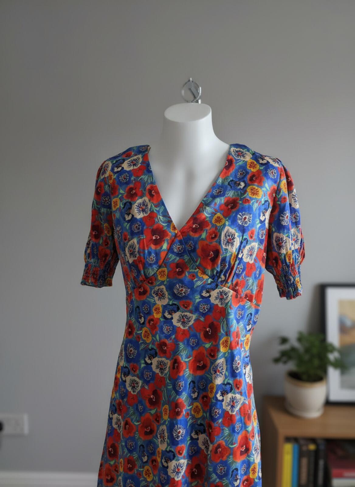 Joanie Womens' Colleen Pansy Floral Print Midi Spring Races Dress - 14