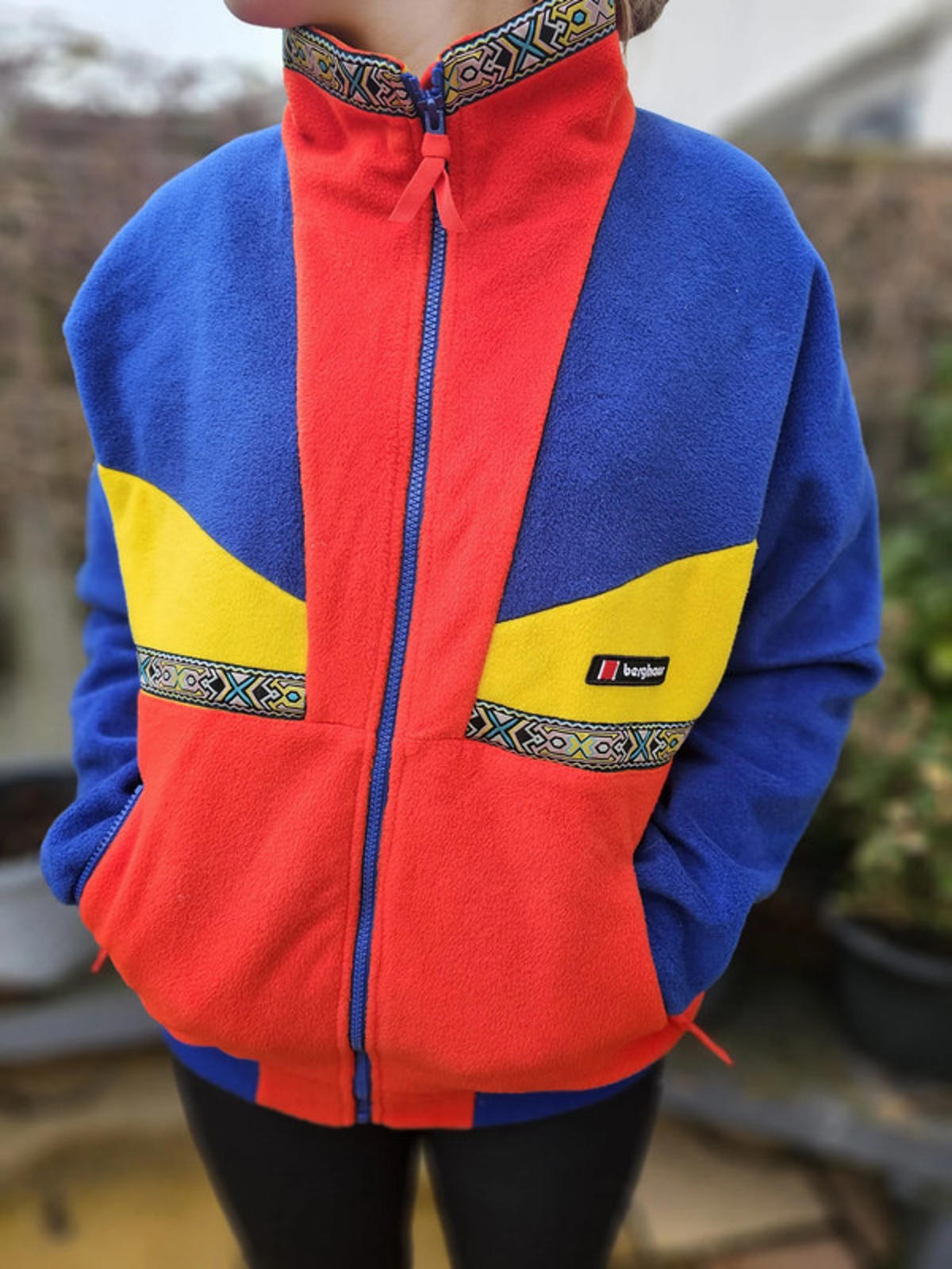 Berghaus Iconic Blue/Red/Yellow Full Zip Aztec Tramantana Fleece Jacket Unisex-S
