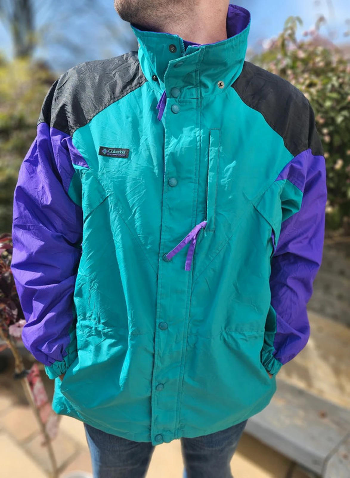 Vintage Columbia Tour De Sport Full Zip Windbreaker/Rain Jacket - L/XL