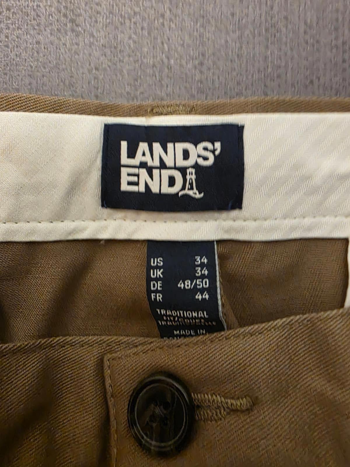 Lands End Mens Smart Casual Trousers/Pants - 34 - W34/L27 - Beige