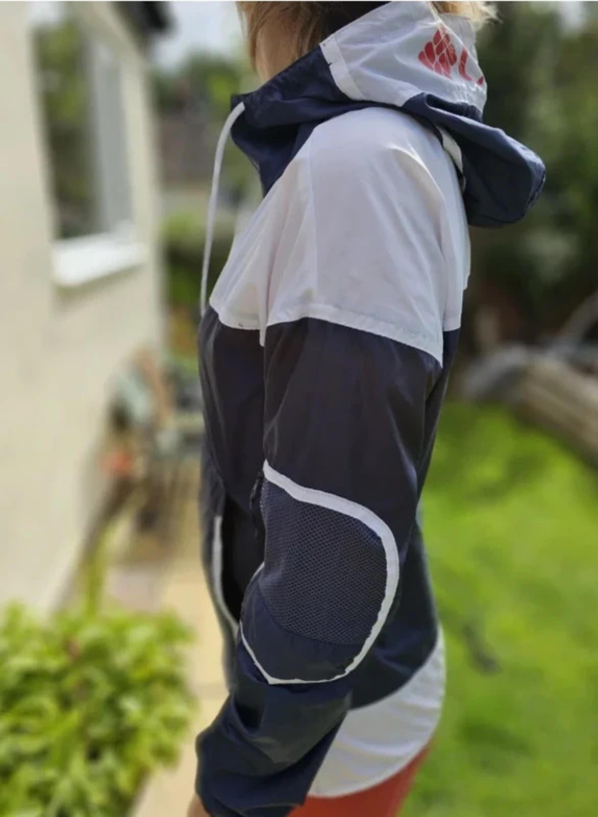 Columbia Challenger Pullover 1/2 Zip Hooded Windbreaker Navy/White - L/Large