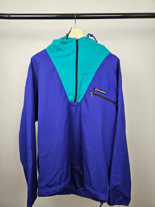 Berghaus Vintage Pullover 1/2 Zip Windbreaker Jacket - M/Medium - Blue/Green 90s