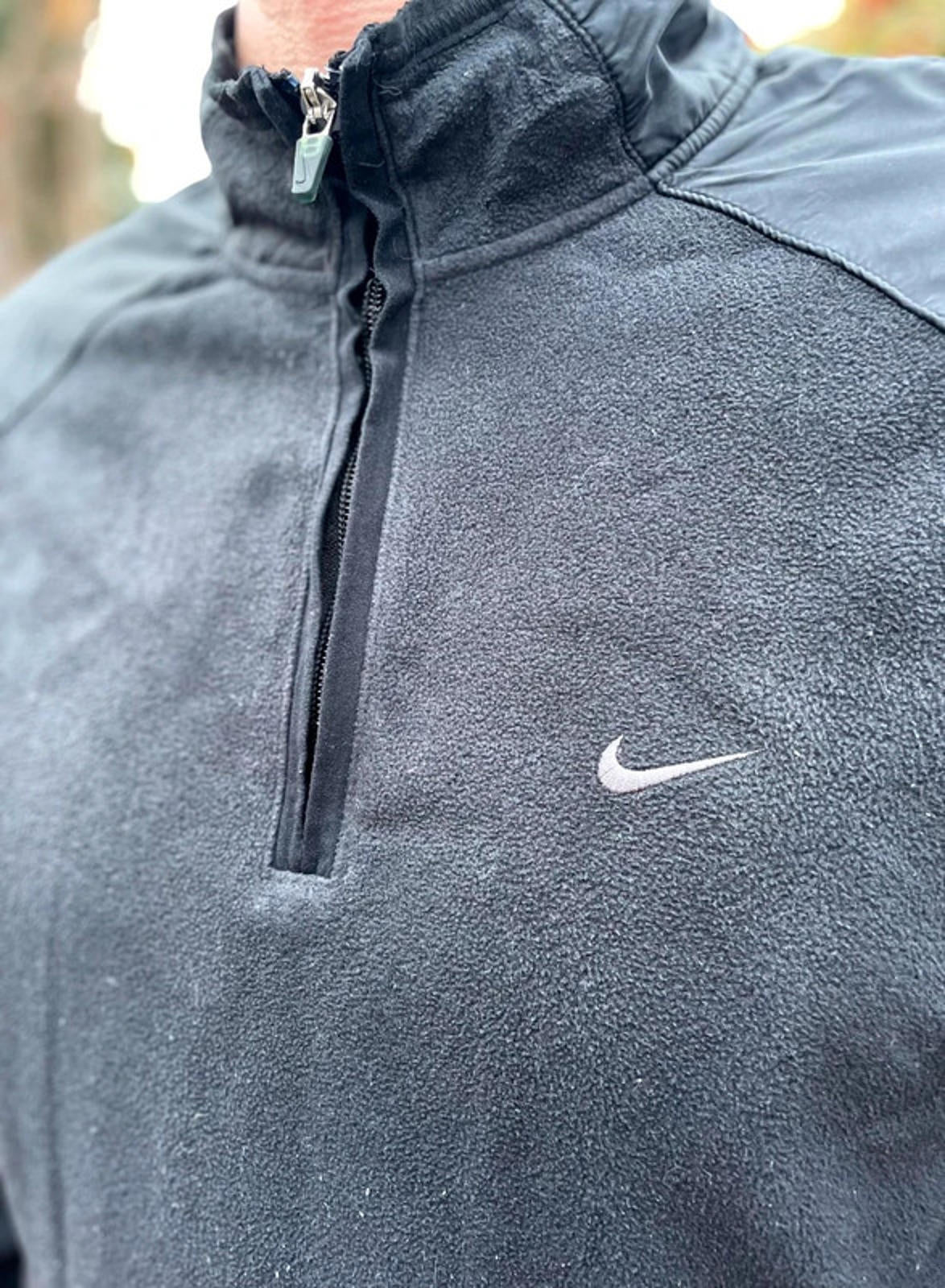 Vintage Nike Silver Tag 1/4 Zip Fleece Pullover Jumper Black - L/Large