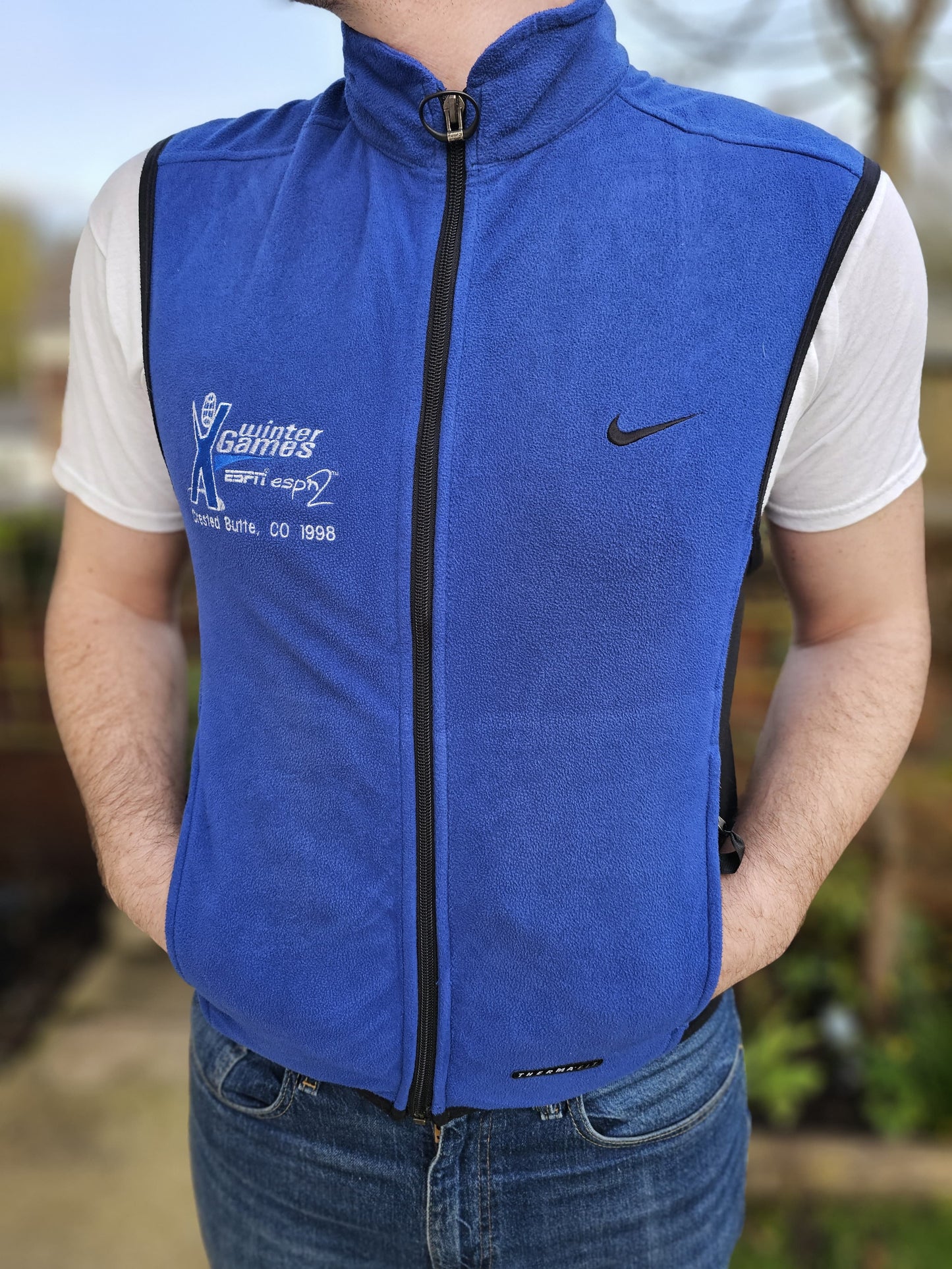 Nike Thermafit Vintage Blue Body warmer Gillet Unisex Sleeveless Jacket - M/Medium