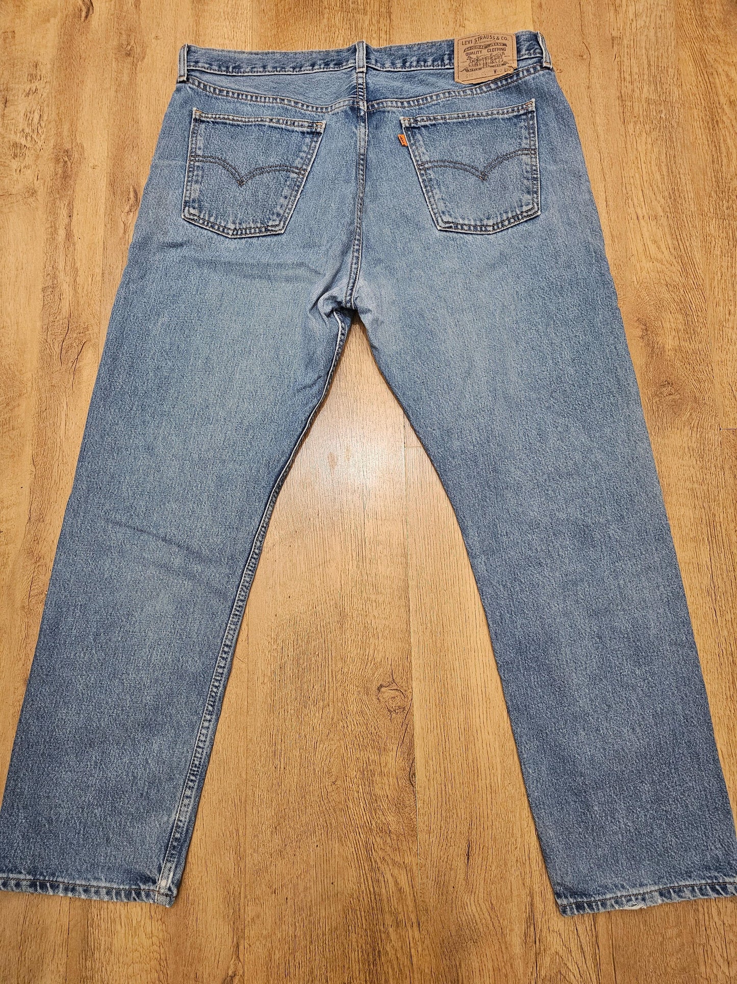 Levi's Vintage Orange Tab Blue Jeans 615 Straight Fit - W39/30L