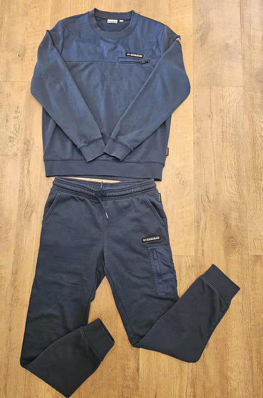 Napapijri Bamix Navy Blue Sweatshirt & Joggers Matching Set - S/M Small/Medium