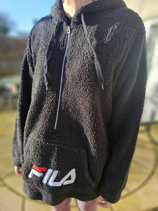 Vintage Fila 1/2 Zip Black Fleece Pullover Jumper - 1X / XL / Extra Large