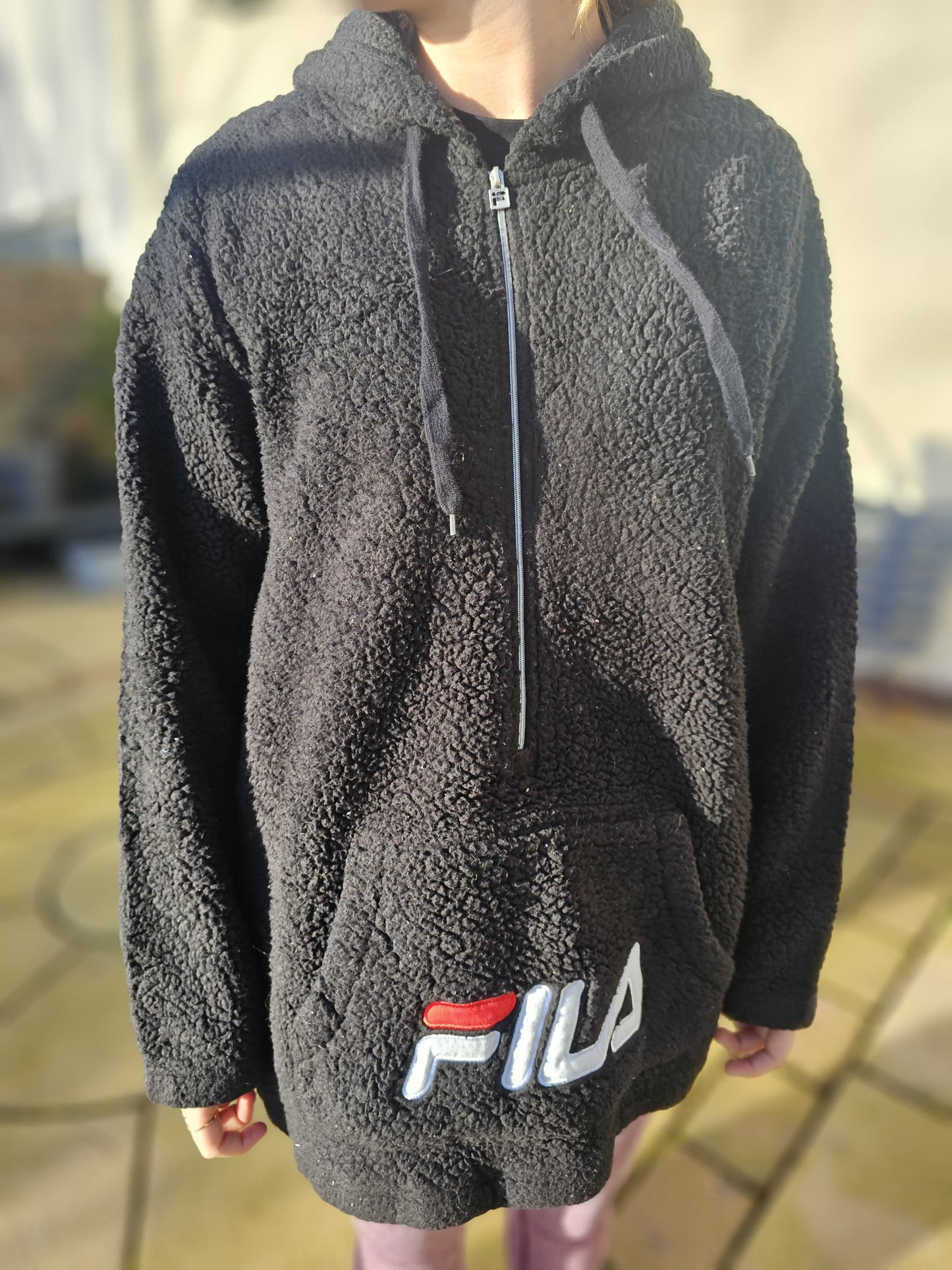 Vintage Fila 1/2 Zip Black Fleece Pullover Jumper - 1X / XL / Extra Large