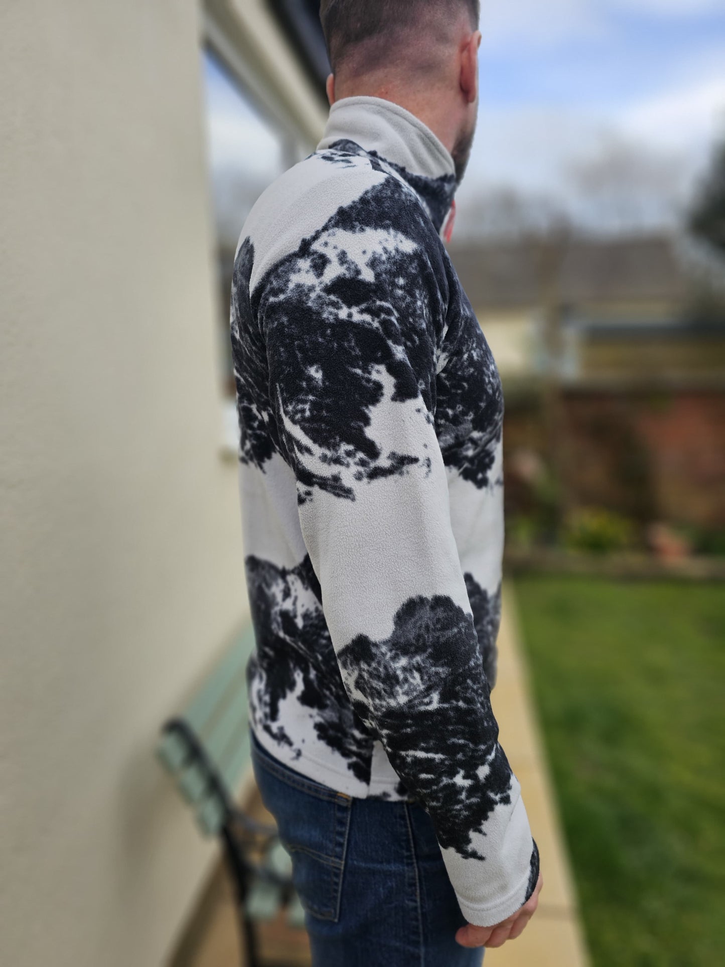 Berghaus Mountain Print Fleece Pullover 1/4 Zip Jumper M/Medium