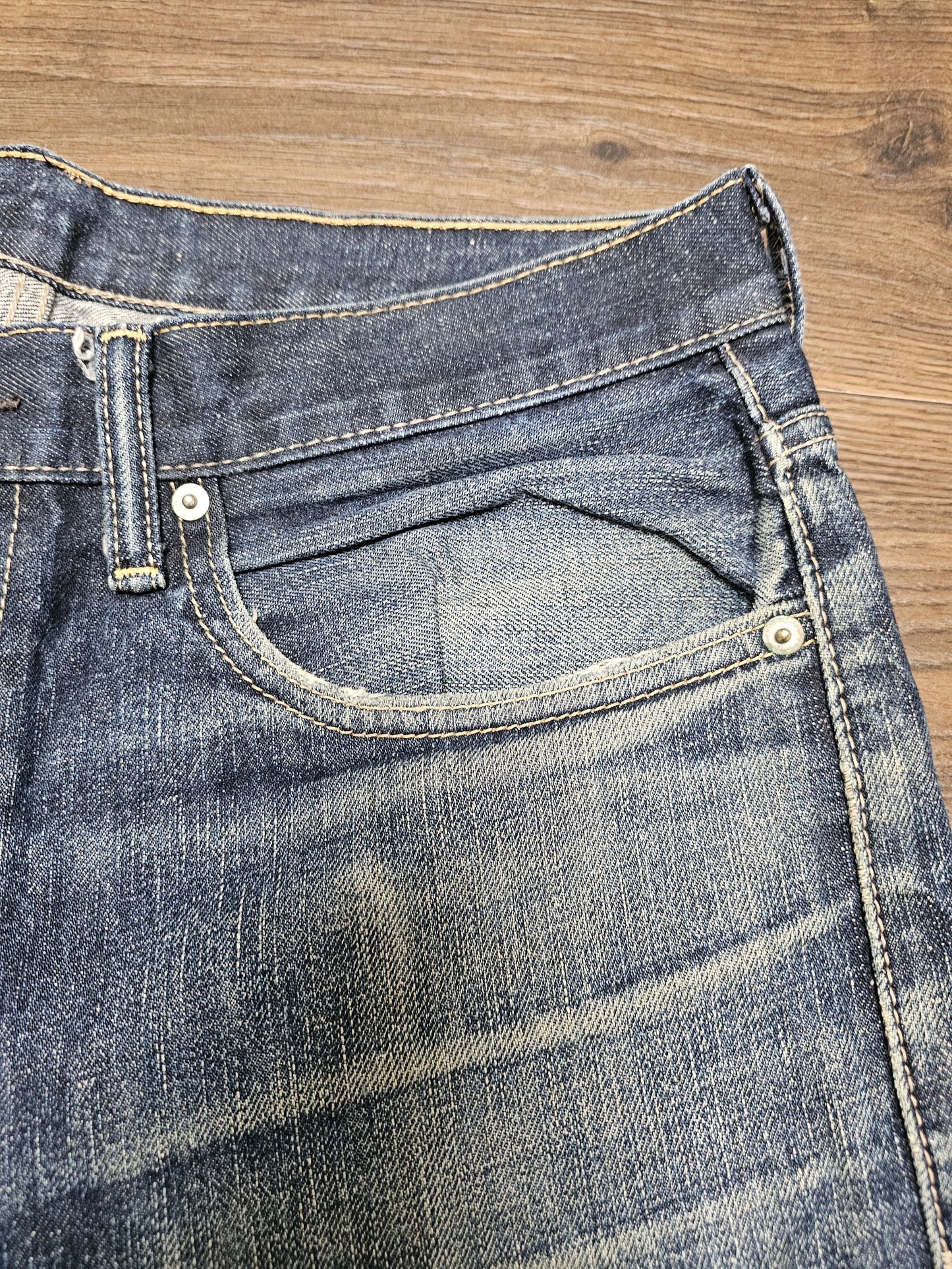 Levi's Mens Blue Jeans 513 Slim Straight Fit W35/32L Denim Trousers Bottoms