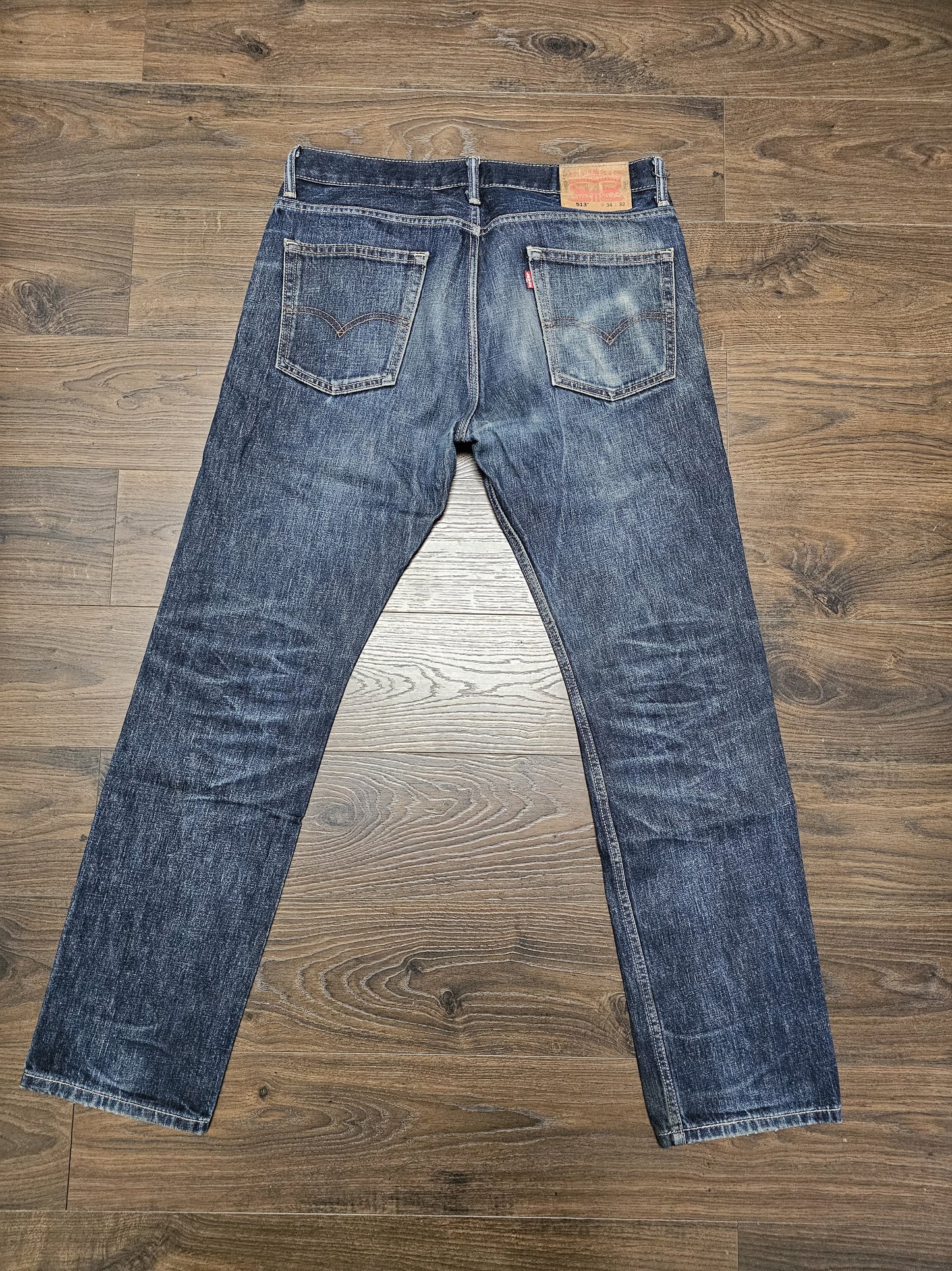 Levi's Mens Blue Jeans 513 Slim Straight Fit W35/32L Denim Trousers Bottoms