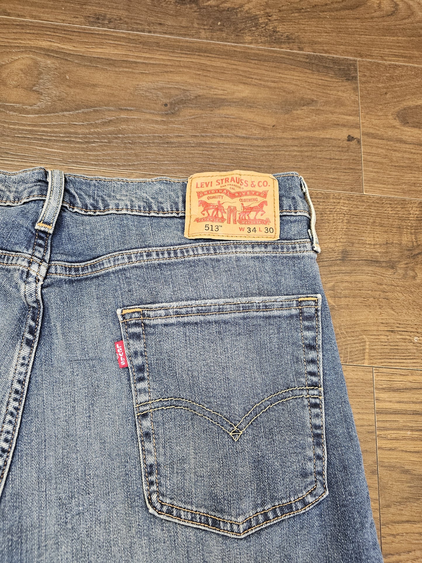Levi's Mens Blue Jeans 513 Slim Straight Fit W34/28L Denim