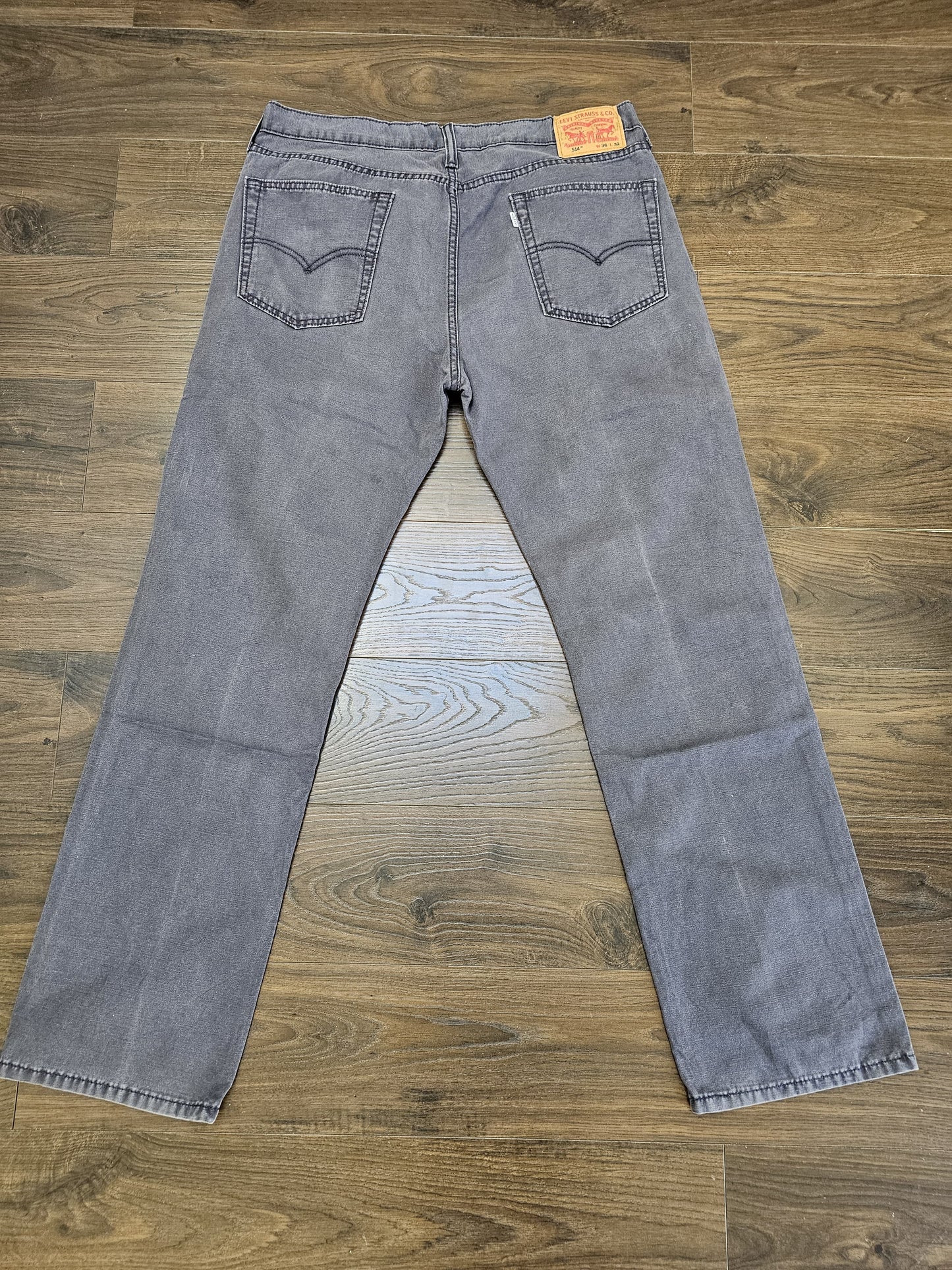 Levi's Mens Grey Jeans 514 Straight Fit W36/32L Denim