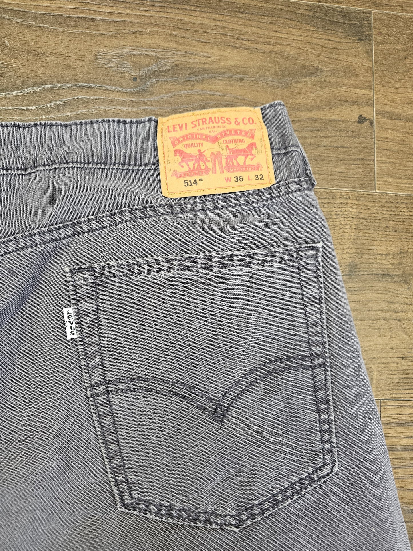 Levi's Mens Grey Jeans 514 Straight Fit W36/32L Denim
