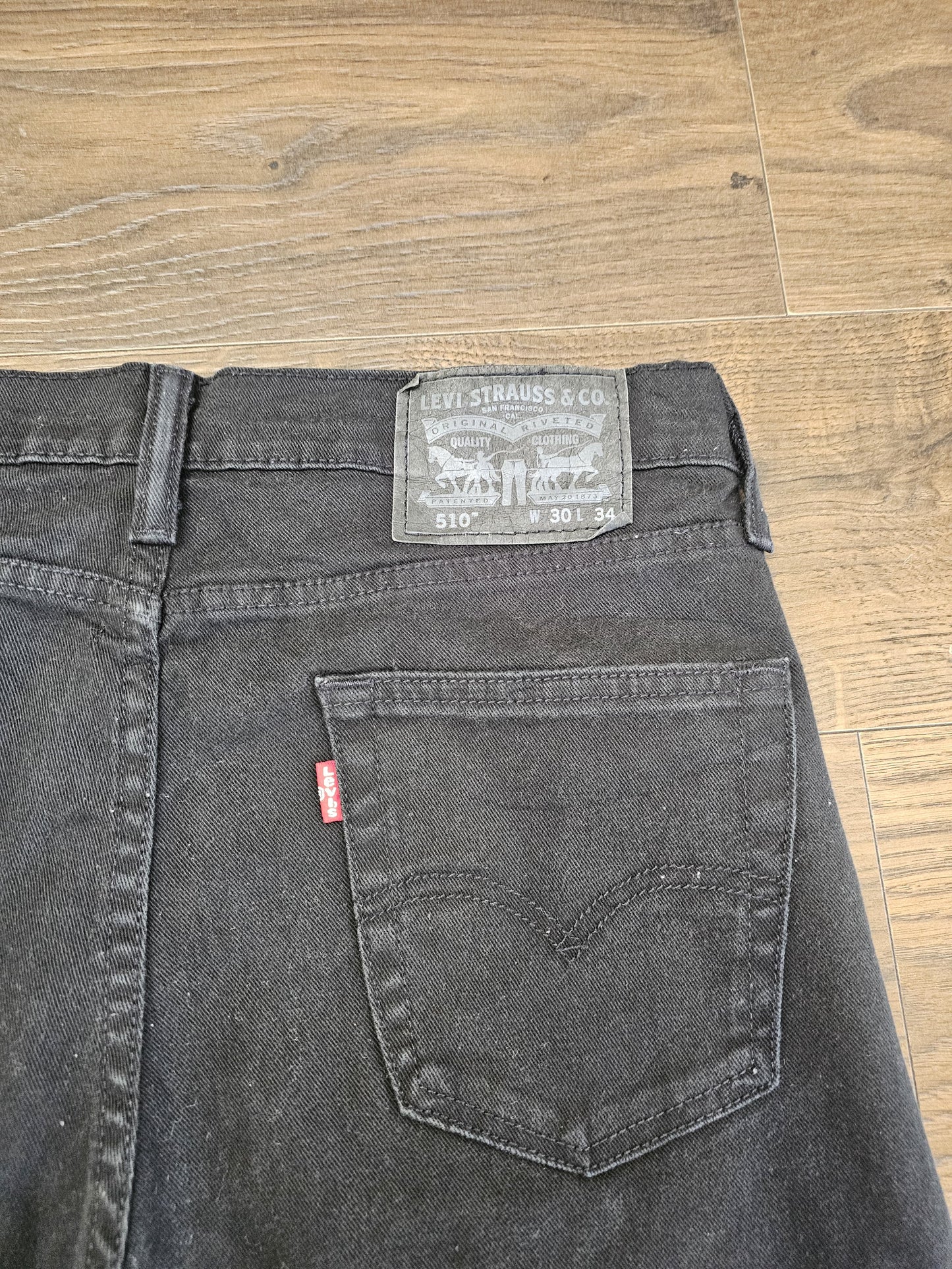 Levi's Mens Black Jeans 510 Skinny Fit W34/33L Denim