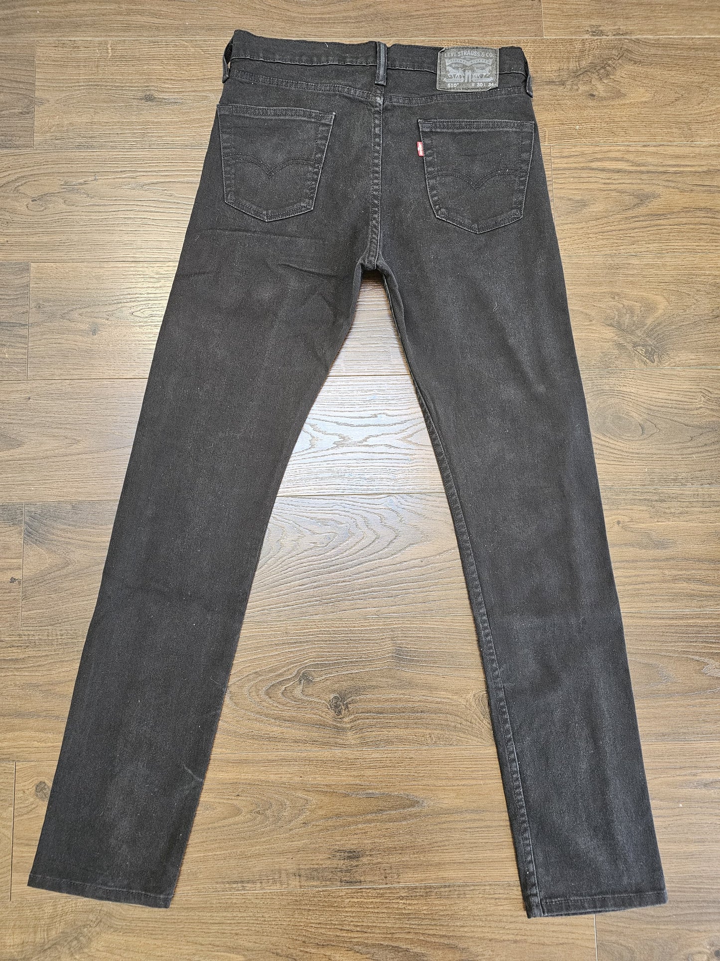 Levi's Mens Black Jeans 510 Skinny Fit W34/33L Denim