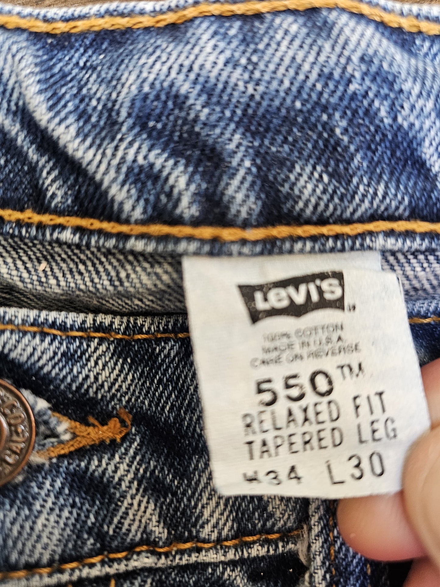 Levi's Vintage Mens Blue Jeans 550 Relaxed Fit Tapered Leg Fit W32/30L Denim