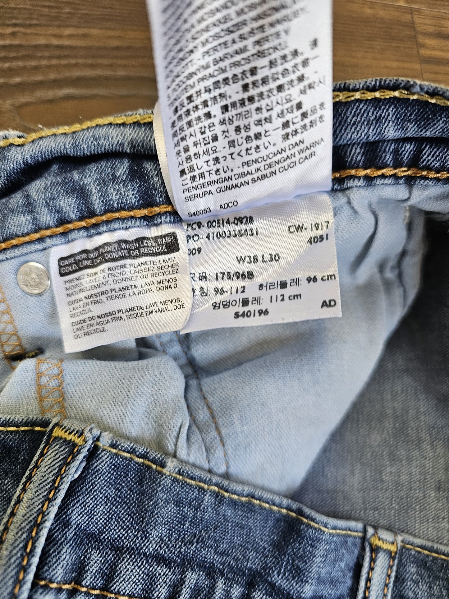 Levi's Mens Blue Jeans 514 Straight Fit W36/26L Denim